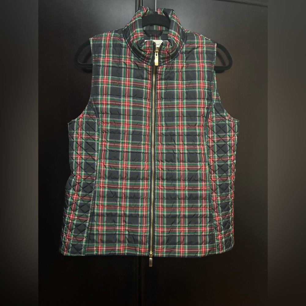 Vineyard Vines Plaid Tartan Quilted Puffer Vest Women's Sz Med Christmas